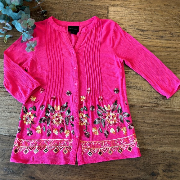 Liv Los Angeles Pink Lightweight Top Embroidery Top Boho Women's Size Sm… - Picture 1 of 11